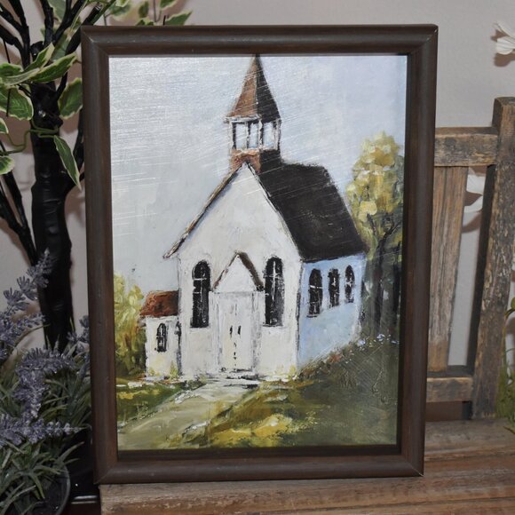 Hobby Lobby Rustic Farmhouse White Chapel Church Wood Frame Wall Art Decor - Picture 8 of 8